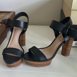 Via Spiga Black Leather Heeled Sandals